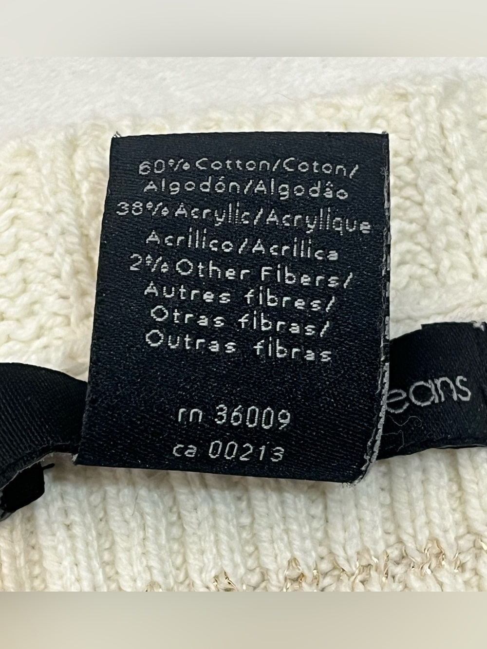 Calvin Klein Women’s 3/4 Sleeve Cream Gold Knit Cotton Blend Sweater Petite Med - Picture 11 of 16